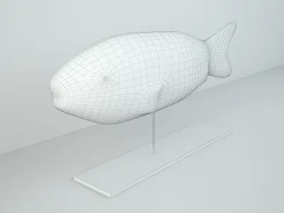 African wooden fish 1 3D model