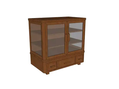Antique Timber Display Shelf Drawer Carpentered Craft Malaysia 3D model