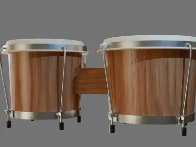 Bongo Drums Low-poly 3D model