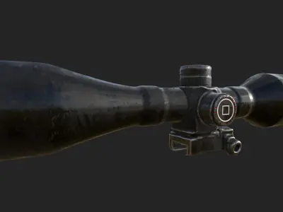 3D Sniper Scope 8X Model With Textures High Poly Low-poly 3D model
