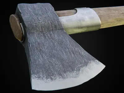 Woodcutters axe Low-poly 3D model