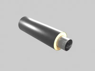 Steel pipes in polyurethane foam insulation PE sheath 3D model