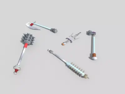 5 low poly fantasy weapons pack 2 Low-poly 3D model