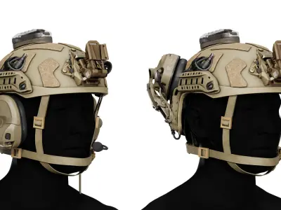 OPSCORE FAST SFHC BALLISTIC HELMET BUNDLE Low-poly 3D model