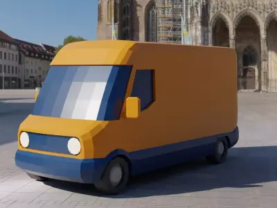 Modern Electric Delivery Van Stylized Low-poly 3D model