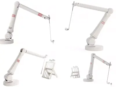 Industrial Robotic Arm with Golf Attachment 3D model