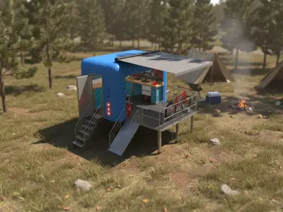 Mobile Bicycle Workshop Trailer 3D Model 3D model