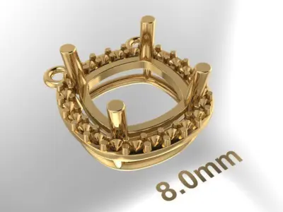 Dainty Diamond Halo Cushion Pendant 8mm 3D print model