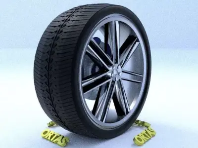 ORTAS CAR RIM 41 GAME READY RIM TIRE AND DISC 3D model