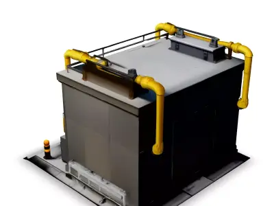 Stylized LowPoly Industrial Building Low-poly 3D model