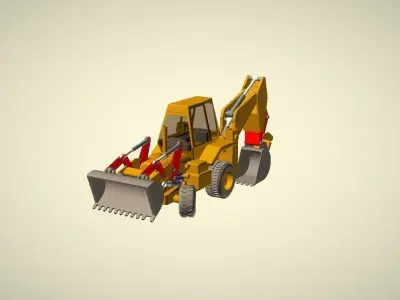 CAT JCB bachoe loader Low-poly 3D model
