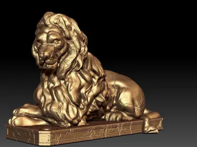 Lion Sculpture-3D print model -Lion statue 3D print model