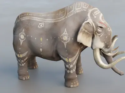 Asian wild elephant 3D model