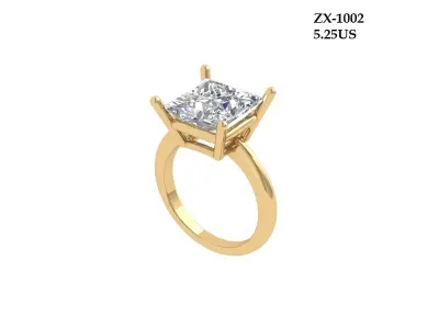 Princess Solitaire Ring 3D print model order