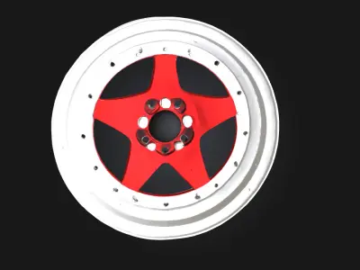 Red Alloy Wheel Render  Bold Design Meets High-Performance Style 3D model