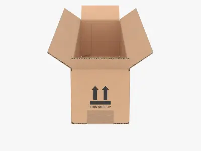 Cardboard Box 50x10x10 Half Open 3D model