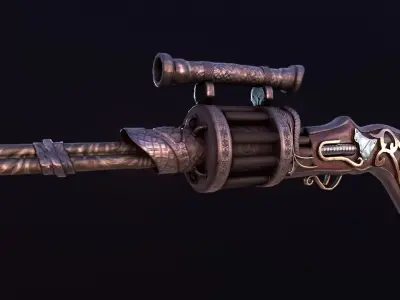 Steampunk stylize sniper 3D model