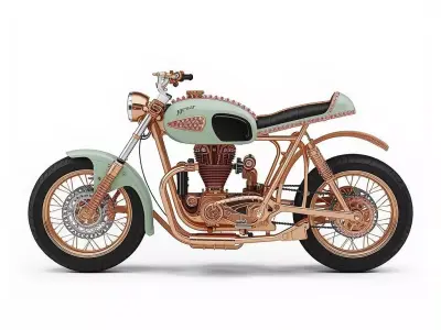 Motorcycle Luxury Jeweled Rose Gold and Jade  Racer Low-poly 3D model