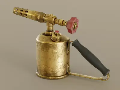 Old Brass Blowtorch Low-poly 3D model