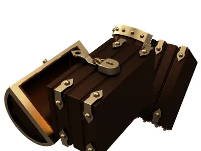 Chest Treasure Opened Low-poly 3D model