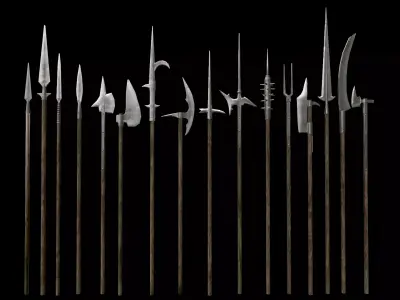 Spears collection Low-poly 3D model