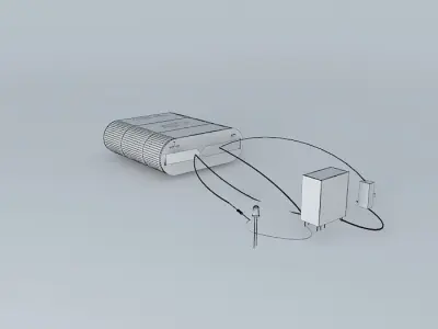 bad battery with two wires connected to it Free 3D model