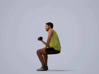00533Levi005 - Adult Caucasian male crouching during exercise 3D model