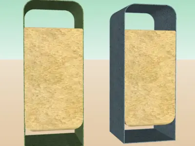 Bins for recycling and rubbish Free low-poly 3D model