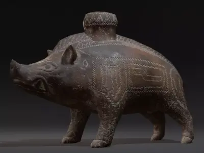 Boar vessel 600-500BC Etruscan Ceramic Low-poly 3D model