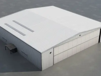 Airfield Hangar Collection Low-poly 3D model