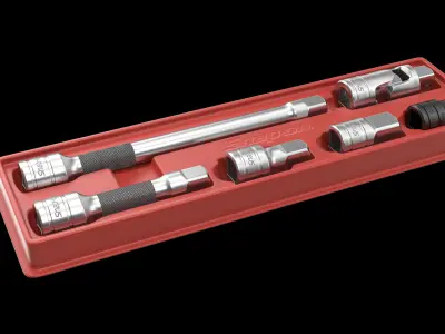 Socket Tools Set In Box 206EAU Low-poly 3D model