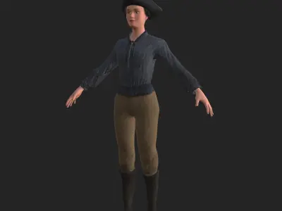 Low Poly Rigged Female Crewmate Low-poly 3D model