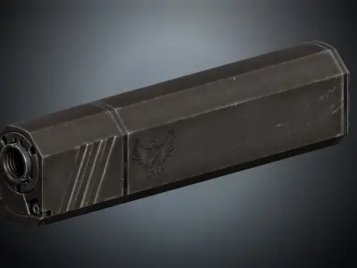 Silencer Handgun Suppressor  Low-poly 3D model