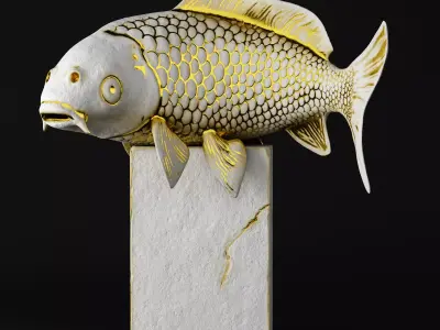 koi fish sculpture 3D model