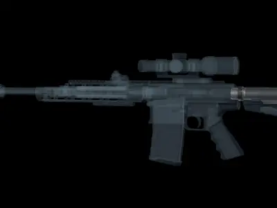 AR 15 Buffer Tube Low-poly 3D model