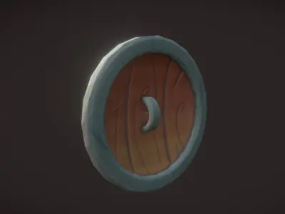 Wooden Shield Low-poly 3D model 20