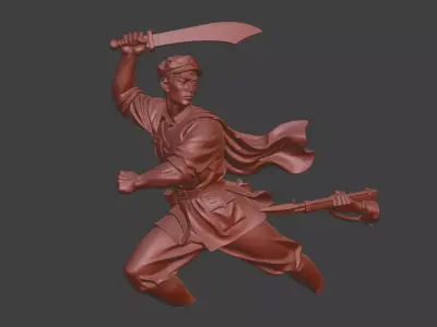 Military sculpture warrior military battle war hero soldier 3D print model 18