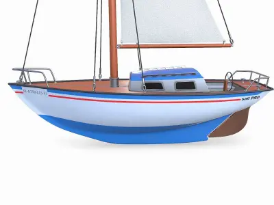 Sailing Yacht 02 Low-poly PBR Low-poly 3D model