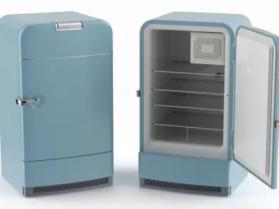 Retro Kitchen Refrigerator Unit Blue 3D model
