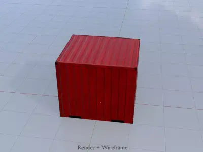 Storage container traffic red 6ft Low-poly 3D model