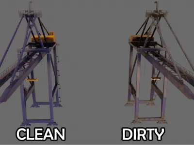 PBR Quayside Container Crane Version 1 - Blue Dark Low-poly 3D model