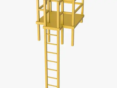 Yellow Ladder with Terrace 3D model