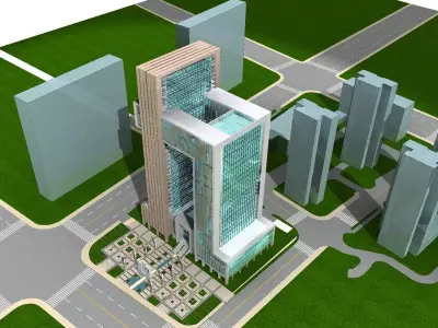 Hotel Building 3D model 34