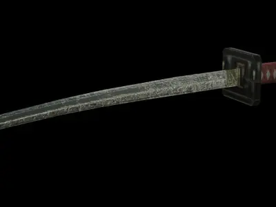 Katana samurai sword Free low-poly 3D model 2