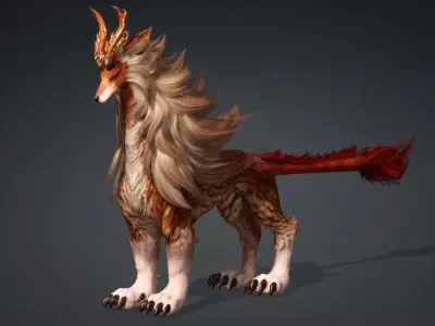 Divine Wolf B2 Free low-poly 3D model
