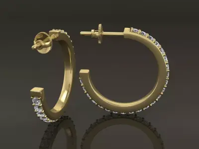 Earring Diamond Hoop Box Opened Back 15mm Inside Diameter  3D print model