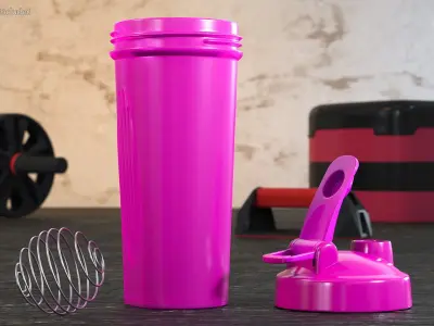 Protein Shaker Bottle with Protein Pink 3D model