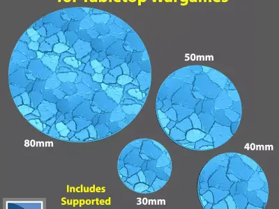 Bases for Wargames - Broken Concrete Free 3D print model