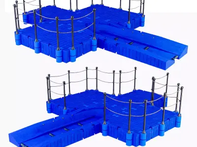 Pontoon plastic modular Low-poly 3D model