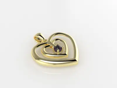 3 part heart pendant  3D print model